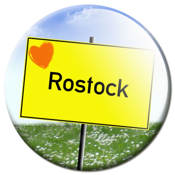 Magnet Ortsschild I love Rostock - Ø 5 cm
