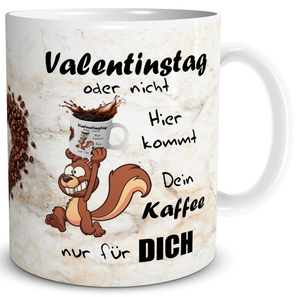 Valentin Eichhörnchen Kaffee Kommt, Tasse 300 ml, Beige