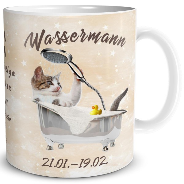 Sternzeichen Wassermann Katze, Tasse 300 ml