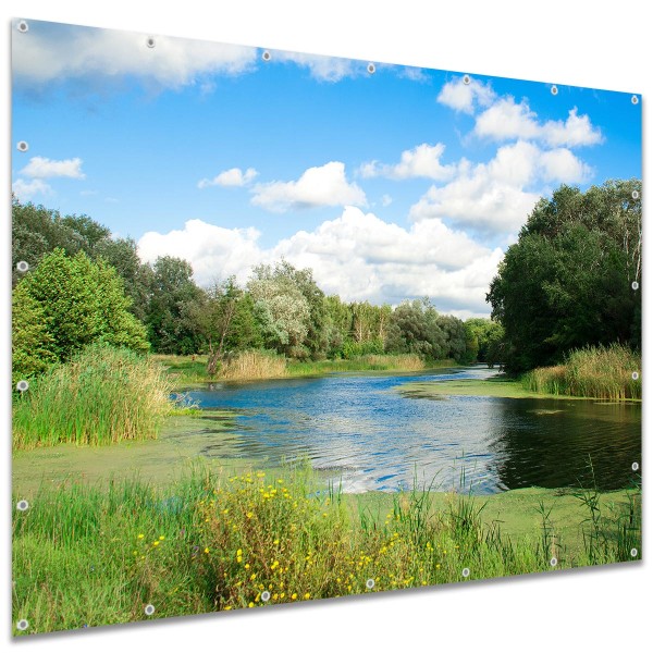 Sichtschutzbanner Flussufer Wiese, 250x180 cm
