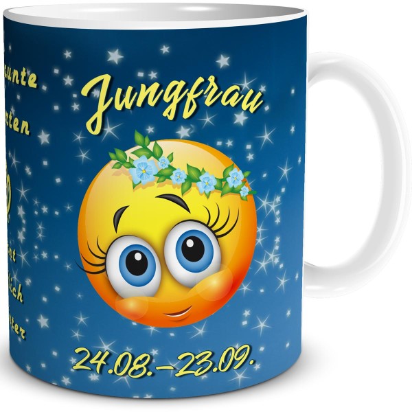 Sternzeichen Jungfrau Smiley, Tasse 300 ml