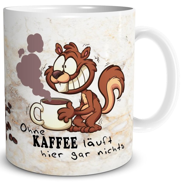 Eichhörnchen Kaffee Läuft, Tasse 300 ml, Beige