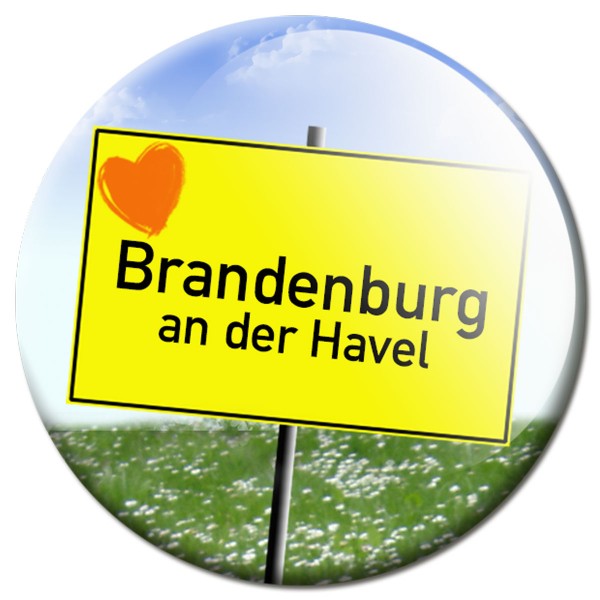 Magnet Ortsschild I love Brandenburg an der Havel - Ø 5 cm
