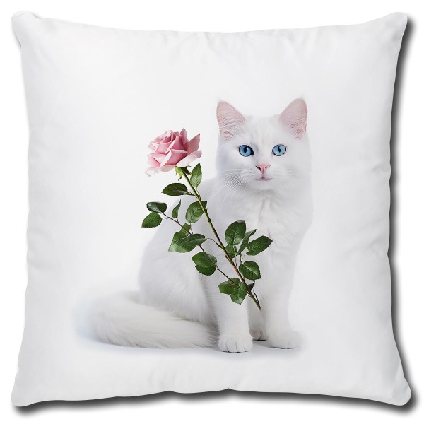 Katze Pink Rose, Kissen 40x40 cm
