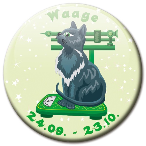 Magnet Katze - Sternzeichen Waage - Ø 5 cm