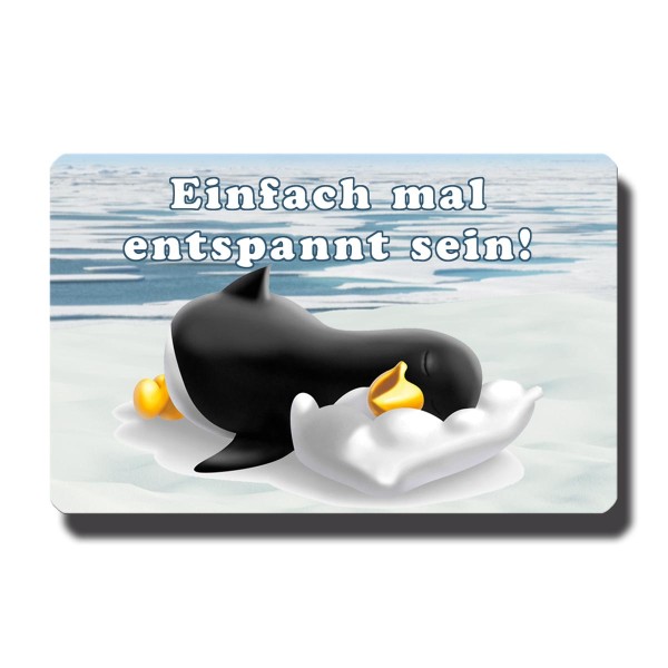 Pinguin entspannt, Magnet 8,5x5,5 cm