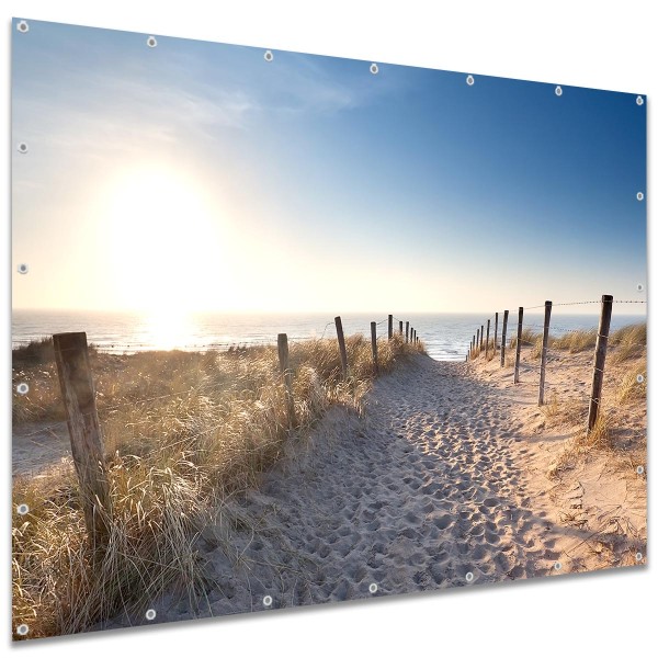 Sichtschutzbanner Strandweg Spuren im Sand, 250x180 cm