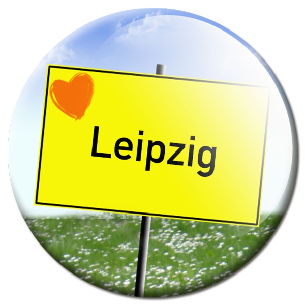 Magnet Ortsschild I love Leipzig - Ø 5 cm