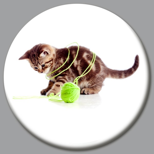 Magnet Katze - Katze mit Wollknäuel - Ø 5 cm