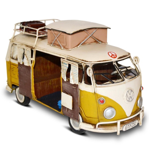 Metallmodell VW Bus T1-Wohnmobil Camping Oldtimer Transporter - 25x12x15cm
