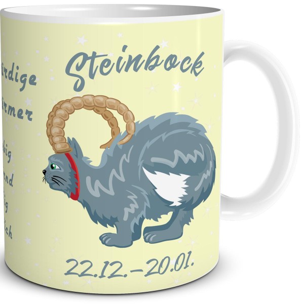 Sternzeichen Steinbock Katze Cartoon, Tasse 300 ml
