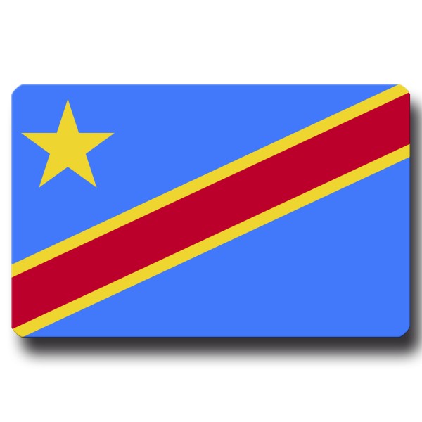 Flagge Kongo Demokratische Republik, Magnet 8,5x5,5 cm