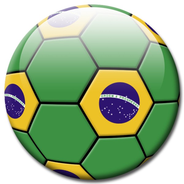 Magnet Fußball - Flagge Brasilien - Ø 5 cm