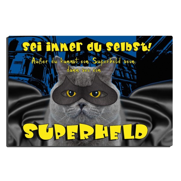 Katze Superheld, Schild 30x20 cm