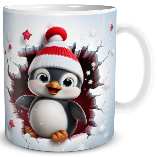 Weihnachten 3D Illusion Pinguin Bricht Durch, Tasse 300 ml