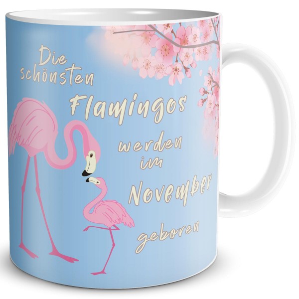 Die schönsten Flamingos November, Tasse 300 ml