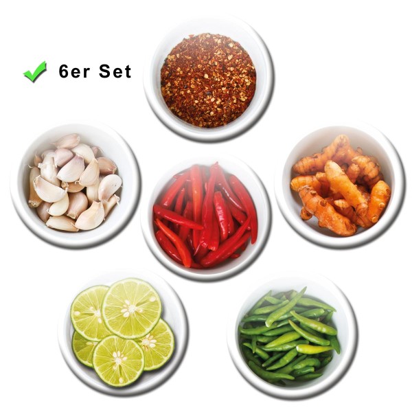 Gewürze Hot Spices, Kühlschrankmagnete 6er-Set Ø 5 cm