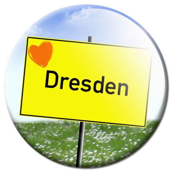 Magnet Ortsschild I love Dresden - Ø 5 cm