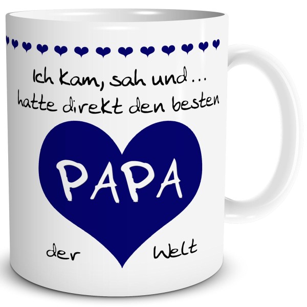 Papa Herz "Bester der Welt" Tiefblau, Tasse 300 ml