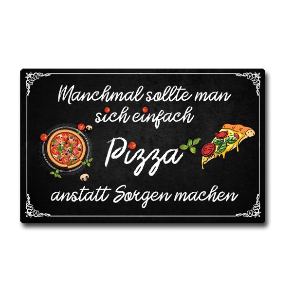 Pizza Anstatt Sorgen, Magnet 8,5x5,5 cm