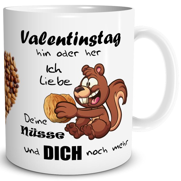 Valentin Eichhörnchen Nuss Liebe, Tasse 300 ml, Weiß