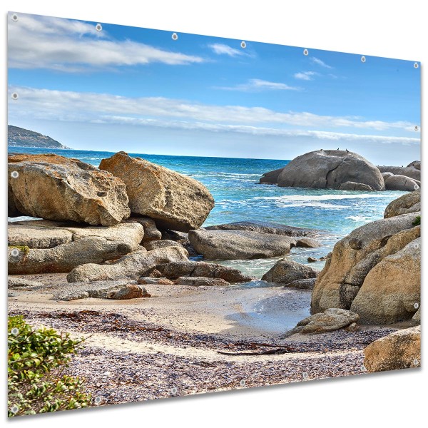 Sichtschutzbanner Felsenbucht Ozean Südafrika, 250x180 cm