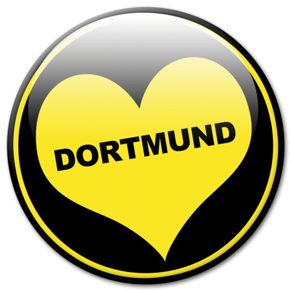 Fan Magnet Stadt Dortmund mit Herz Schwarz-Gelb - Ø 5 cm