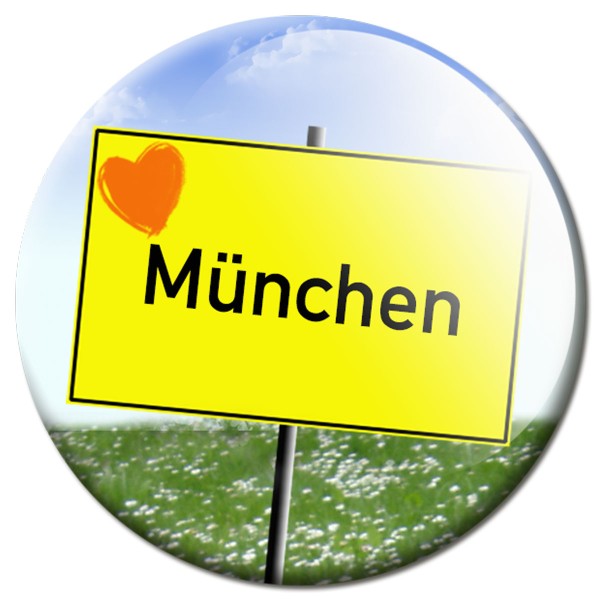 Magnet Ortsschild I love München - Ø 5 cm