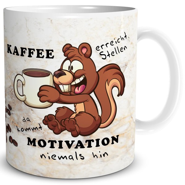 Eichhörnchen Kaffee Motivation, Tasse 300 ml, Beige