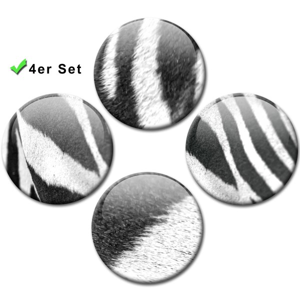 Magnete 4er-Set Zebra Muster - Ø 5 cm