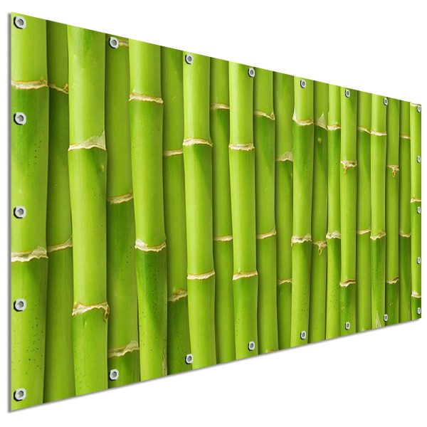 Sichtschutzbanner Bambuszaun Grün, 340x173 cm