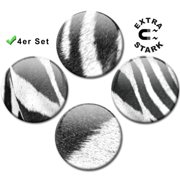 Magnete für Glasmagnettafel 4er-Set Zebra-Muster - Ø 5 cm