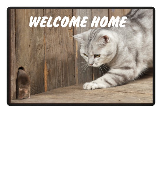 Fußmatte 60x40 Katze und Maus "Welcome Home" - Fußmatte