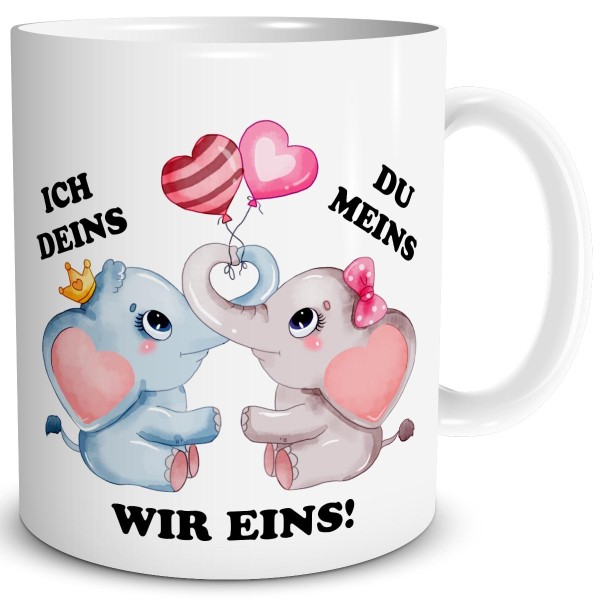 Elefanten Liebe Wir Eins, Tasse 300 ml, Weiß