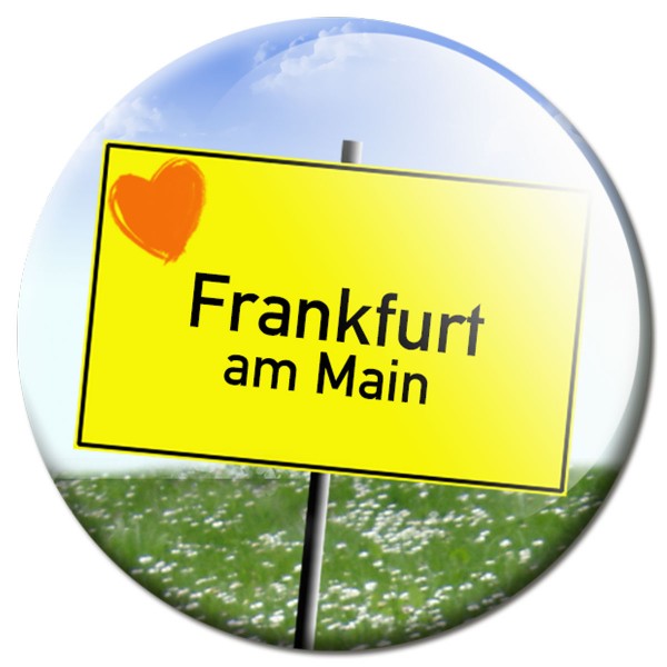 Magnet Ortsschild I love Frankfurt am Main - Ø 5 cm