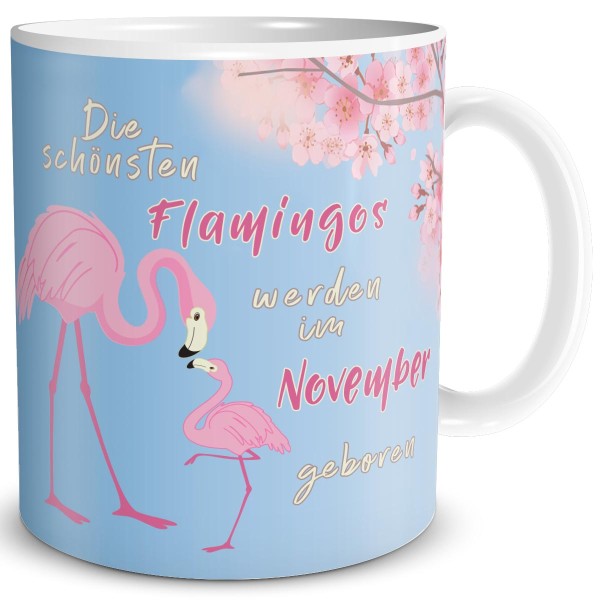 Die schönsten Flamingos November, Tasse 300 ml