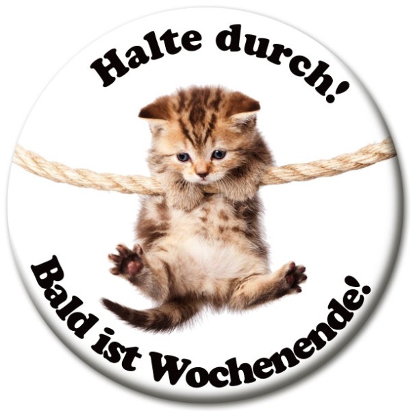 Magnet Fun & Motivation Katze "Halte durch!" - Ø 5 cm