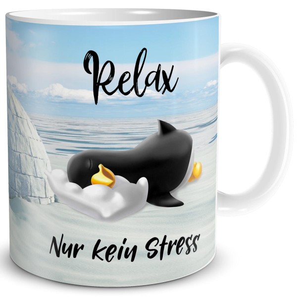 Pinguin Relax kein Stress, Tasse 300 ml