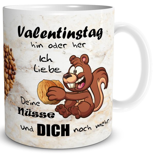 Valentin Eichhörnchen Nuss Liebe, Tasse 300 ml, Beige