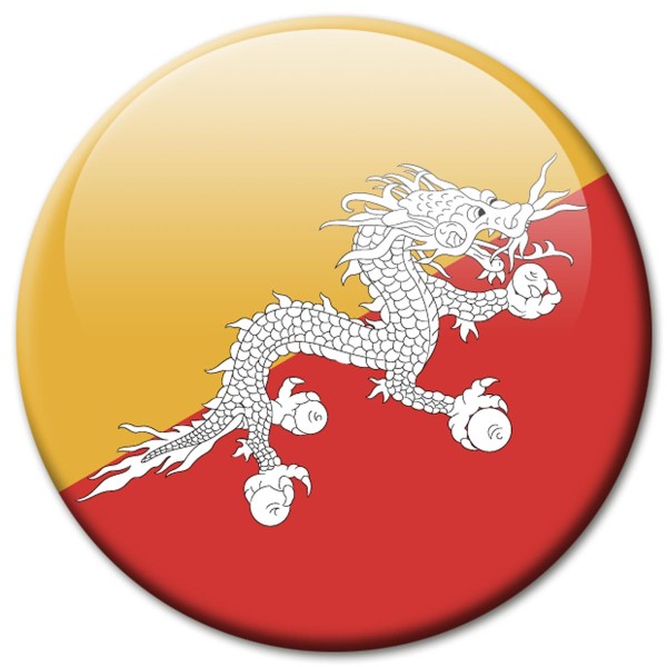 Flagge Bhutan, Magnet 5 cm