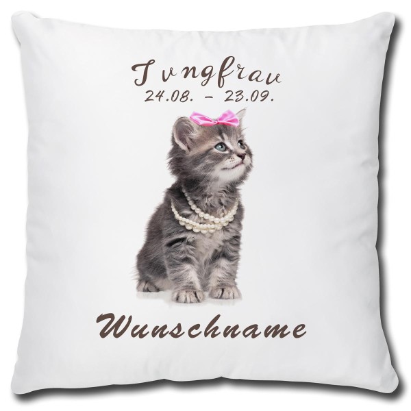 Sternzeichen Jungfrau Katze, Kissen 40x40 cm personalisiert