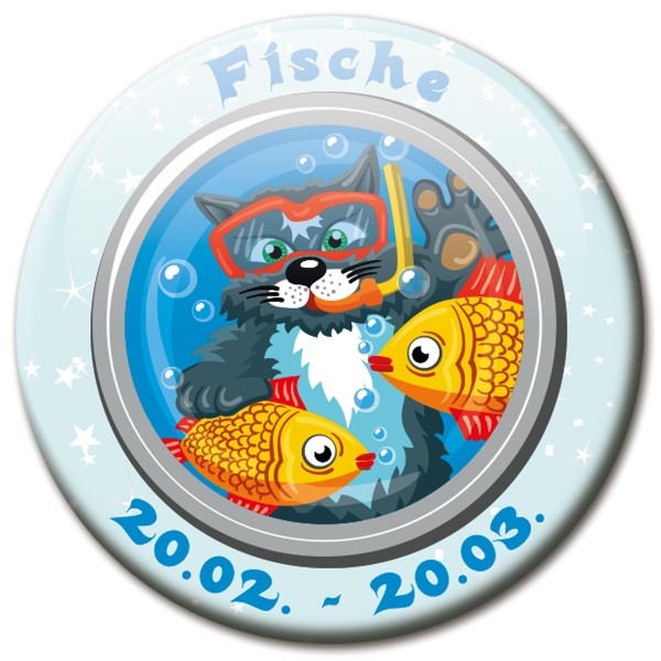 Magnet Katze - Sternzeichen Fische - Ø 5 cm