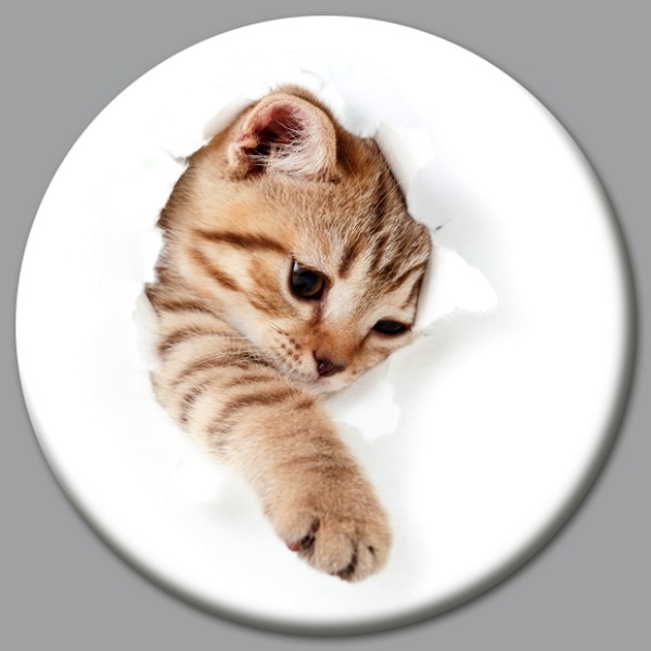 Magnet Katze - Katze bricht durch - Ø 5 cm