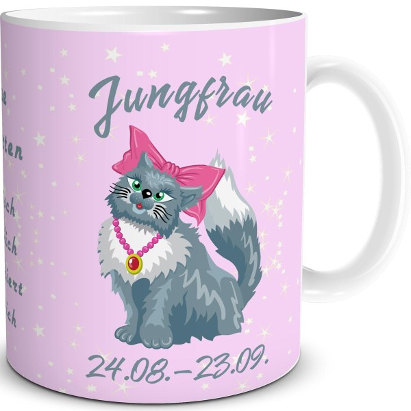 Sternzeichen Jungfrau Katze Cartoon, Tasse 300 ml