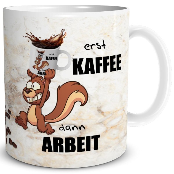 Eichhörnchen Kaffee Arbeit, Tasse 300 ml, Beige