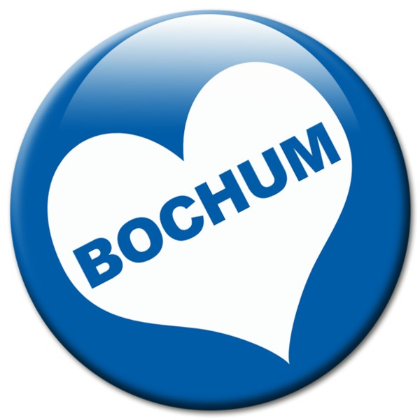 Fan Magnet Stadt Bochum mit Herz Blau-Weiß - Ø 5 cm