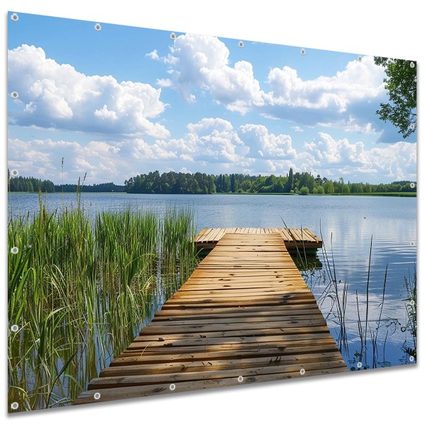 Sichtschutzbanner See Holzsteg, 250x180 cm