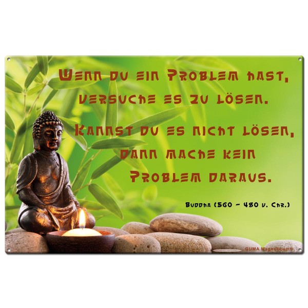 Buddha Problemlösung, Poesie Schild 30x20 cm
