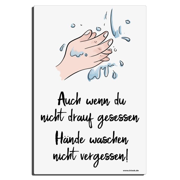 Händewaschen Hinweis, Blechschild 30x20 cm