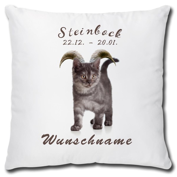 Sternzeichen Steinbock Katze, Kissen 40x40 cm personalisiert
